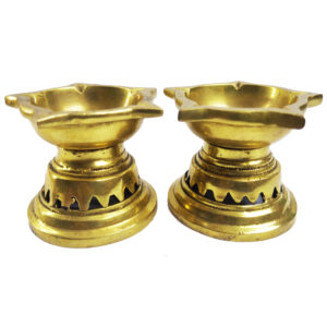 Brass Antique Pancha Mukha Diyas (1 pair)